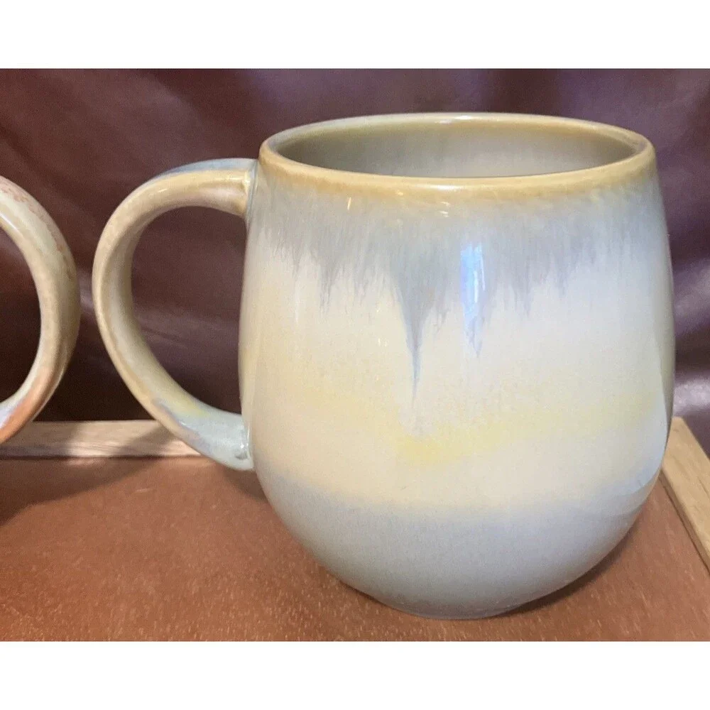 2 Ceramic urban Pottery Cabin style Coffee Mugs 12-16 oz Drip Glaze - Picture 4 of 16